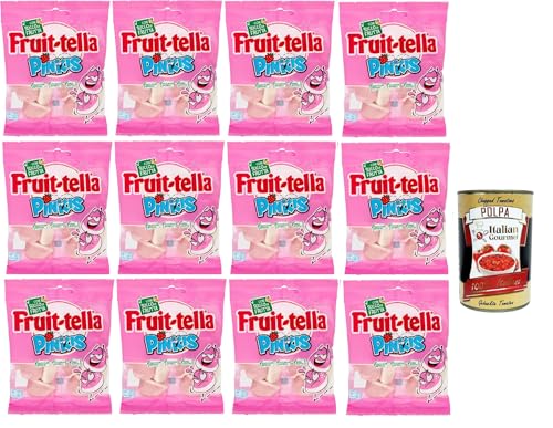 Fruittella Pinkis, Caramelle gommose con succo di frutta e aromi naturali, Gummiband mit Fruchtsaft und natürlichen Aromen, 12x 90g + Italian Gourmet polpa 400g von Italian Gourmet E.R.