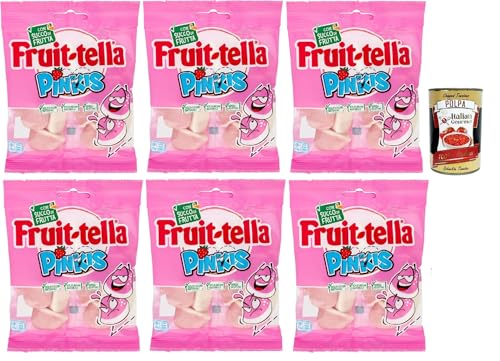 Fruittella Pinkis, Caramelle gommose con succo di frutta e aromi naturali, Gummiband mit Fruchtsaft und natürlichen Aromen, 6x 90g + Italian Gourmet polpa 400g von Italian Gourmet E.R.