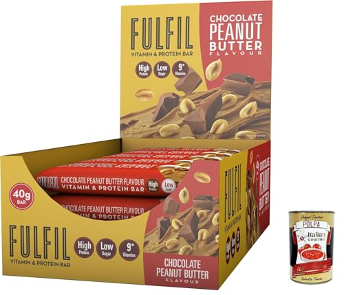 Fulfil Vitamine und Proteinbalken (15 Bars 40 g) - Schokoladengeschmack und Erdnussbutter - 15 g Protein mit hohem Proteingehalt, 9 Vitamine, niedriger Zuckergehalt + Italian Gourmet polpa 400g von Italian Gourmet E.R.