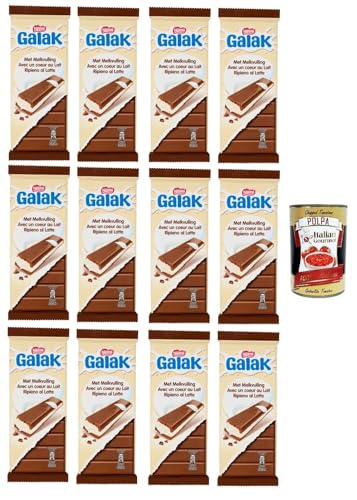 GALAK Choco Milk gefüllter Milchschokoladenriegel 12x 100g+ Italian Gourmet polpa 400g von Italian Gourmet E.R.