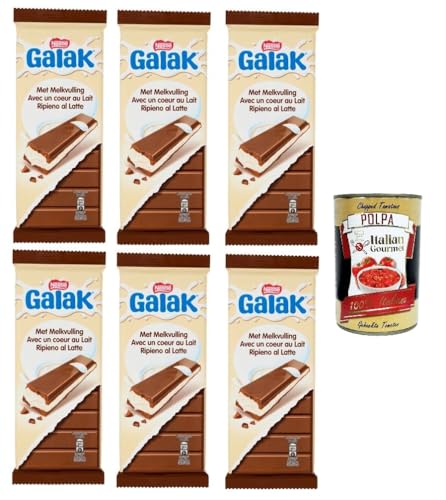 GALAK Choco Milk gefüllter Milchschokoladenriegel 6x 100g+ Italian Gourmet polpa 400g von Italian Gourmet E.R.