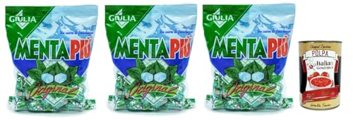 GIULIA Mentapiù Original Caramelle alla menta, Münzbonbons, lollies Süßigkeiten 3x 300g + Italian Gourmet polpa 400g von Italian Gourmet E.R.