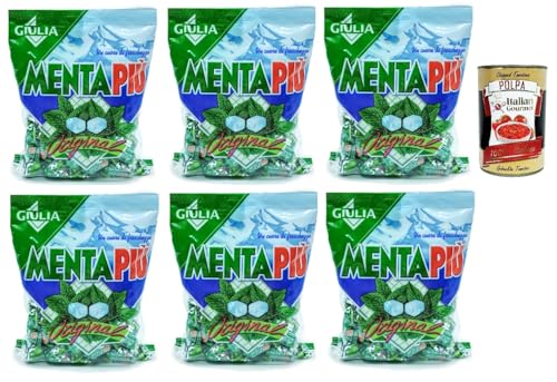 GIULIA Mentapiù Original Caramelle alla menta, Münzbonbons, lollies Süßigkeiten 6x 300g + Italian Gourmet polpa 400g von Italian Gourmet E.R.