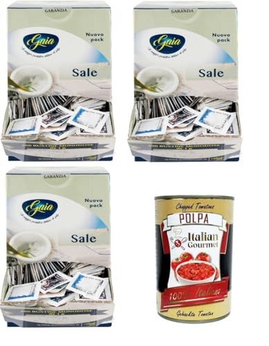 Gaia - Sale in bustine monodose Box da 500 pezzi Salz in Einzeldosisbeuteln. 3x Schachtel mit 500 Stück+ Italian Gourmet polpa 400g von Italian Gourmet E.R.