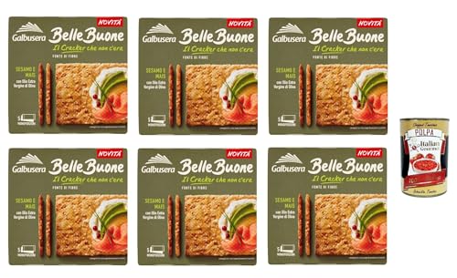 Galbusera BelleBuone Cracker Sesamo e Mais con Olio Extra Vergine di Oliva, Cracker Sesam und Mais mit extra extra nativ virgin Öl Olivenöl 6x 200g + Italian Gourmet polpa 400g von Italian Gourmet E.R.