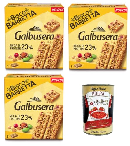 Galbusera BiscoBarretta Ricca di proteine Bisco-Riegel Reich an Proteinen 3x 180gr + Italian Gourmet polpa 400g von Italian Gourmet E.R.