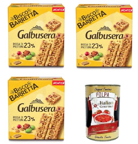 Galbusera Biscobarretta protein 23%, Riegel Kekse Müsli voller Protein 23%, 3x 180g + Italian Gourmet polpa 400g von Italian Gourmet E.R.