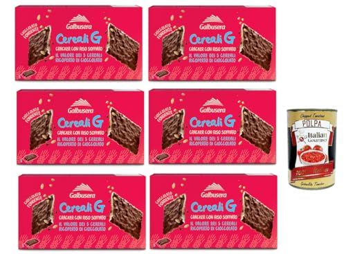 Galbusera Cereali G extra dunkle Schokoladencracker, crackers mit Durchstöre mit aufgebrauchtem Reis 6x 150g + Italian Gourmet polpa 400g von Italian Gourmet E.R.