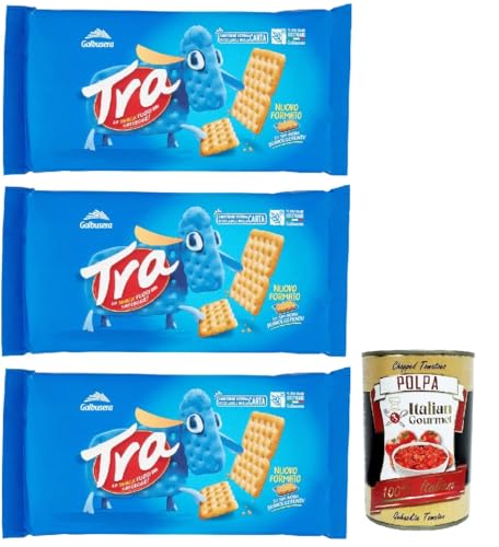 Galbusera Crackers Cracker salati Salzgebäck gesalzen 3x 250g, herzhafter Snack kekse aus Italien + Italian Gourmet polpa 400g von Italian Gourmet E.R.