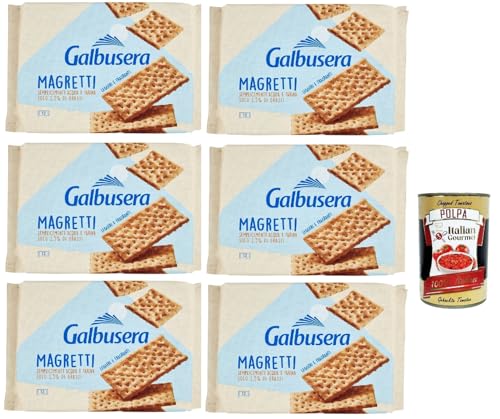 Galbusera Magretti cracker con 1,5% di grassi con Farina di Tipo 2, Cracker mit 1,5% Fett mit Typ 2 Mehl, 6x 380g + Italian Gourmet polpa 400g von Italian Gourmet E.R.