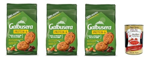 Galbusera Protein-G, Frollini 100% vegetali con cioccolato, avena e mandorle, 100% Gemüse -Shortbread -Kekse mit Schokolade, Hafer und Mandeln, 3x 280g + Italian Gourmet polpa 400g von Italian Gourmet E.R.