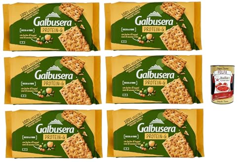 Galbusera Protein-g, Cracker Con Farine Di Legumi, Semi Di Sesamo E Lino, Cracker mit Hülsenfrüchten Mehl, Sesam und Flachssamen 6x 280g + Italian Gourmet polpa 400g von Italian Gourmet E.R.