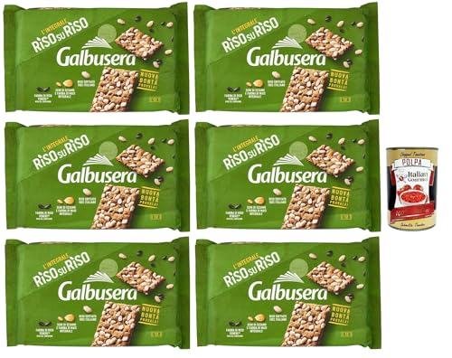 Galbusera RisosuRiso Croccantezza Integrale, Krümelige Cracker mit knusprigen Körnern aus 100% italienischem Puffreis, 6x 380g + Italian Gourmet polpa 400g von Italian Gourmet E.R.