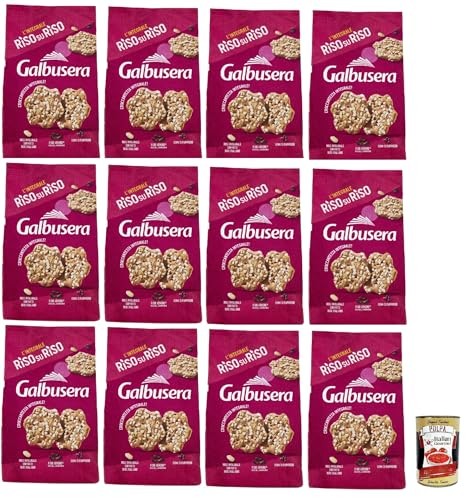 Galbusera RisosuRiso panetti con riso Venere, riso integrale soffiato e semi di papavero, crackers mit Venus -Reis, Puffs Full Rice und Mohnsamen, 12x 200g + Italian Gourmet polpa 400g von Italian Gourmet E.R.