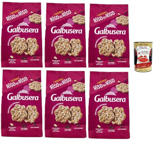 Galbusera RisosuRiso panetti con riso Venere, riso integrale soffiato e semi di papavero, crackers mit Venus -Reis, Puffs Full Rice und Mohnsamen, 6x 200g + Italian Gourmet polpa 400g von Italian Gourmet E.R.