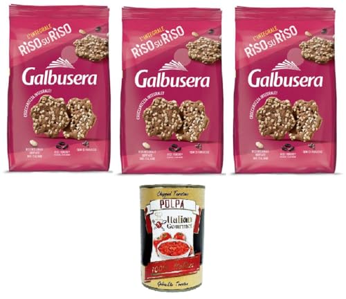 Galbusera RisosuRiso panetti con riso Venere, riso integrale soffiato e semi di papavero RisosuRiso Panetti mit Venere-Reis, gepufftem Naturreis und Mohn 3x200g+ Italian Gourmet Polpa 400 g von Italian Gourmet E.R.