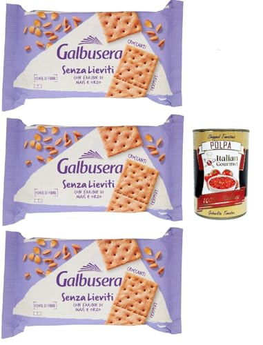 Galbusera Senza Lieviti Cracker con Farine di Mais e Orzo, Cracker mit Maismehl und Gerste, hefellos 3x 300 g + Italian Gourmet polpa 400g von Italian Gourmet E.R.