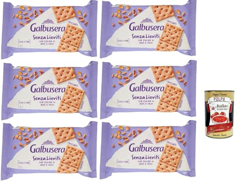 Galbusera Senza Lieviti Cracker con Farine di Mais e Orzo, Cracker mit Maismehl und Gerste, hefellos 6x 300 g + Italian Gourmet polpa 400g von Italian Gourmet E.R.