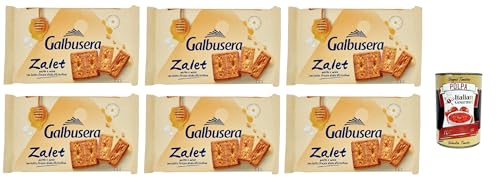 Galbusera Zalet Biscotti con Malto d'Orzo e Honig Millefiori, Kekse mit Gerstenmalz und Wildblumenhonig, 6x 510g + Italian Gourmet polpa 400g von Italian Gourmet E.R.