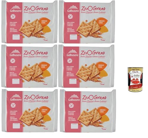 Galbusera ZeroGrano cracker con riso e mais senza glutine e senza lattosio, Glutenfrei und laktosefreie Cracker mit Reis und Mais, 6x 320g + Italian Gourmet polpa 400g von Italian Gourmet E.R.