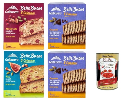 Galbusera belle buone Testpaket Scheiben Mit Preiselbeeren, Mandeln, Kürbiskernen 4x 200g + Italian Gourmet polpa 400g von Italian Gourmet E.R.