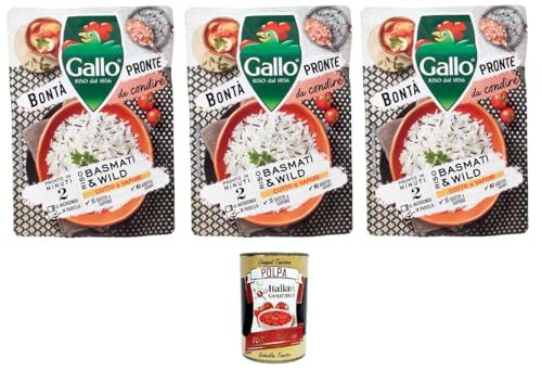 Gallo Bontà Pronte Riso Basmati & Wild Goodness Ready Basmati & Wildreis 3x 250 g + Italian Gourmet polpa 400g von Italian Gourmet E.R.