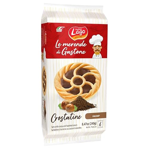 Gastone Lago Crostatine al Cacao Kakao-Törtchen Packung à 240g, Jede Packung Enthält 6 Snack à 40g von Italian Gourmet E.R.