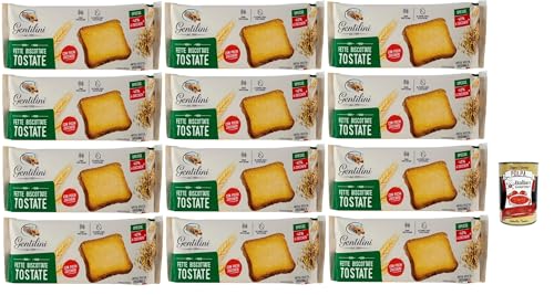 Gentilini Fette Biscottate Tostate dicke geröstete Zwieback Brot Backwaren mit weniger Zucker 100% Italienisches Produkt 12x 175g + Italian Gourmet polpa 400g von Italian Gourmet E.R.