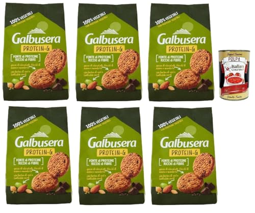 Glbusera Protein-G Frollini 100% vegetali, biscotti, kekse Hafer- und Mandelkekse, Proteinquelle und reich an Ballaststoffen 6x 280g + Italian Gourmet polpa 400g von Italian Gourmet E.R.