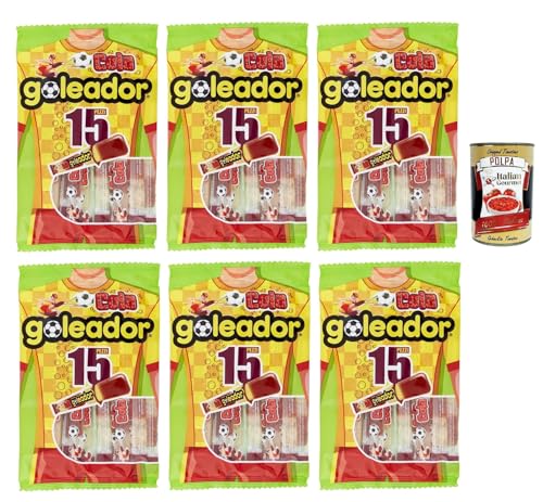 Goleador Cola Doppel Süßigkeit, gummiary Cola -Geschmack, 6x 120g, Süßigkeiten, die einzeln singen + Italian Gourmet polpa 400g von Italian Gourmet E.R.