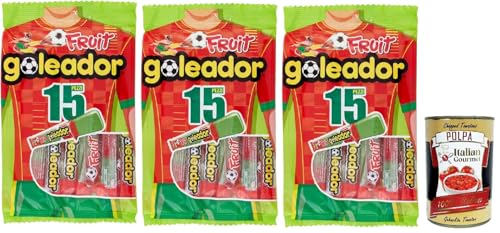 Goleador Frutta Doppel Süßigkeit, gummiary Frucht -Geschmack, 3x 120g, Süßigkeiten, die einzeln singen + Italian Gourmet polpa 400g von Italian Gourmet E.R.