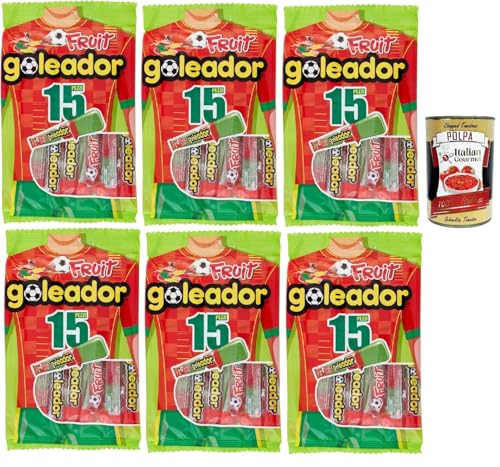 Goleador Frutta Doppel Süßigkeit, gummiary Frucht -Geschmack, 6x 120g, Süßigkeiten, die einzeln singen + Italian Gourmet polpa 400g von Italian Gourmet E.R.