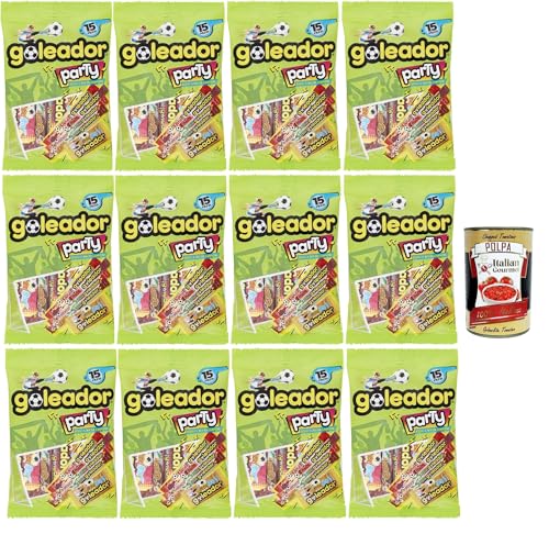 Goleador Party mix, gummiary Verschiedener -Geschmack, 12x 143g, Süßigkeiten, die einzeln singen + Italian Gourmet polpa 400g von Italian Gourmet E.R.