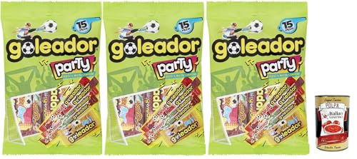 Goleador Party mix, gummiary Verschiedener -Geschmack, 3x 143g, Süßigkeiten, die einzeln singen + Italian Gourmet polpa 400g von Italian Gourmet E.R.