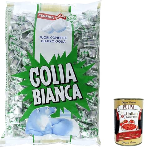 Golia Bianca Caramelle Dure Algusto Menta e Liquirizia, Harte Süßigkeiten für Minzgeschmack und Süßholz 1000g + Italian Gourmet polpa 400g von Italian Gourmet E.R.