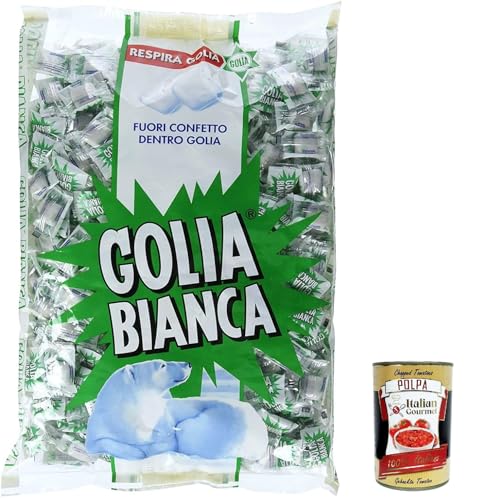 Golia Bianca Caramelle Dure Algusto Menta e Liquirizia, Harte Süßigkeiten für Minzgeschmack und Süßholz 1Kg + Italian Gourmet polpa 400g von Italian Gourmet E.R.