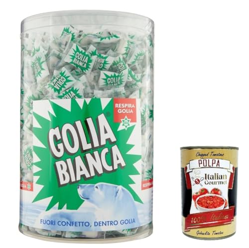 Golia Bianca Caramelle Dure Algusto Menta e Liquirizia, Harte Süßigkeiten für Minzgeschmack und Süßholz 800g + Italian Gourmet polpa 400g von Italian Gourmet E.R.