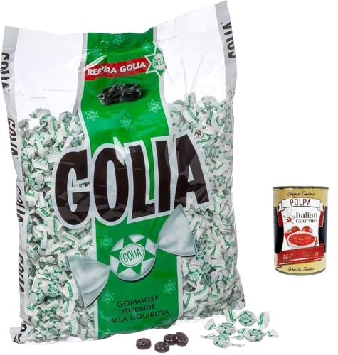 Golia Farfallina Gummibonbons, Lakritzgeschmack, Süßigkeiten Bonbon einzeln in einem 1kg + Italian Gourmet polpa 400g von Italian Gourmet E.R.