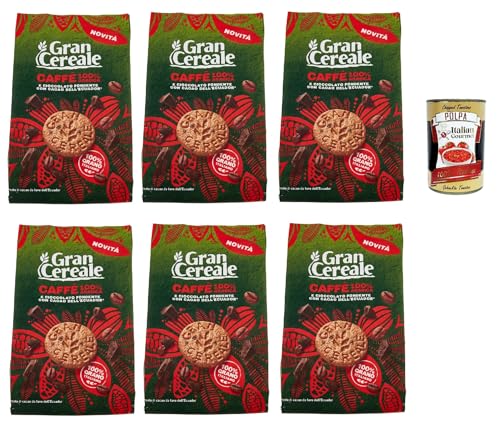 Gran Cereale Biscotti con Caffè 100% Arabica e Cioccolato Fondente con Fave dell'Ecuador, Kekse mit Kaffee und dunkle Schokolade 6x 280g + Italian Gourmet polpa 400g von Italian Gourmet E.R.