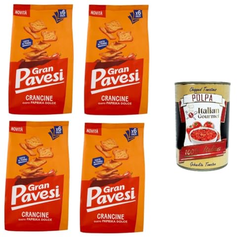 Gran Pavesi Crancine Gusto Paprika Paprikageschmack 4x 180gr+ Italian Gourmet Polpa di Pomodoro 400g von Italian Gourmet E.R.