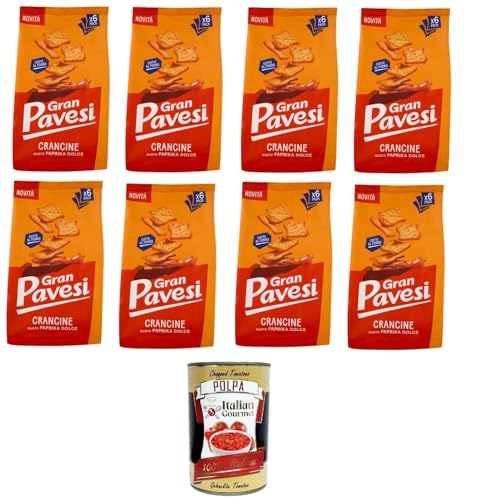 Gran Pavesi Crancine Gusto Paprika Paprikageschmack 8x 180gr+ Italian Gourmet Polpa di Pomodoro 400g von Italian Gourmet E.R.