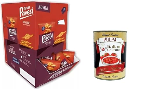 Gran Pavesi Sfogline Cracker mit Barbecue-Geschmack, im Ofen gebacken. Packung mit 35 Einzelportionen à 30 g + Italian Gourmet polpa 400g von Italian Gourmet E.R.