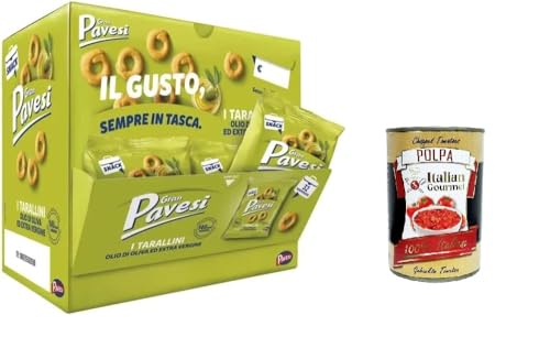 Gran Pavesi Tarallini Snack mit Olivenöl und Extra Virgin Showbox mit 32 Einzelportionen à 32 g+ Italian Gourmet polpa 400g von Italian Gourmet E.R.