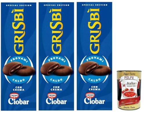 Grisbi Crema Ciobar, Biscotti Frolle Ripiene di Morbida Crema al Ciobar, Mürbeteigkekse gefüllt mit weicher Ciobar-Creme, biscuits, 3x 112g + Italian Gourmet polpa 400g von Italian Gourmet E.R.