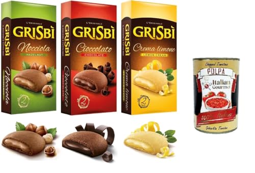 Grisbi HO.RE.CA Haselnuss, Schokolade, Zitrone Einzeldosispackungen mit 2 Keksen. Schachtel mit 90 Stück+ Italian Gourmet Polpa 400g von Italian Gourmet E.R.