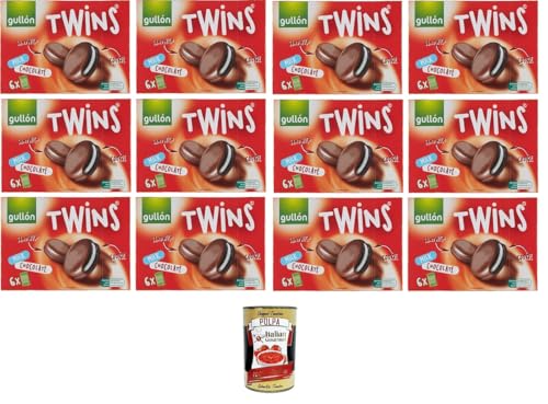 Gullon Biscotti Twins Milchschokolade Mit Sahne gefüllte und mit Vollmilchschokolade überzogene Kakaokekse 12x 252gr+ Italian Gourmet polpa 400g von Italian Gourmet E.R.