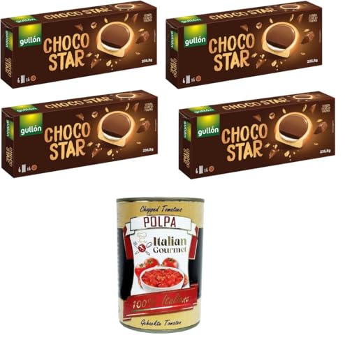 Gullon Choco Star Keks gefüllt mit Sahne und überzogen mit Milchschokolade 4x 235,8gr + Italian Gourmet polpa 400g von Italian Gourmet E.R.