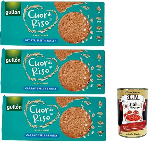 Gullón Cuor di Riso e Cereali Integrali Avena, Segale & farro, kekse mit Hafer, Roggen und geschrieben 3x 250 g + Italian Gourmet polpa 400g von Italian Gourmet E.R.