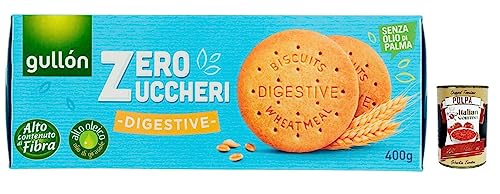 Gullón Digestive Biscotti Integrali Zero Zuccheri,Vollkornkekse mit Süßungsmitteln Zuckerfreie,Packung mit 400g + Italian Gourmet Polpa di Pomodoro 400g Dose von Italian Gourmet E.R.