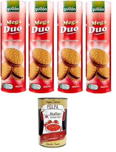 Gullon Mega Duo Biscotti farciti al cioccolato Schokoladengefüllte Kekse 4x500gr + Italian Gourmet polpa 400g von Italian Gourmet E.R.